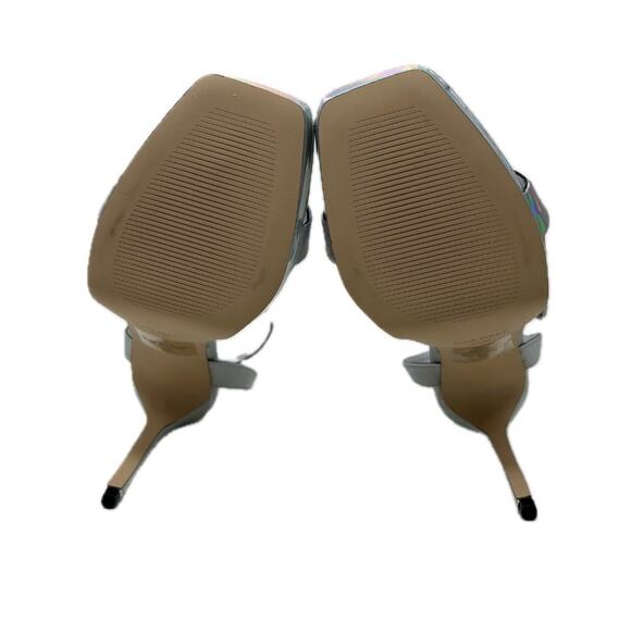 Nine West Zadie Formal Evening Silver Iridescent Ankle Strap Dress Heels 8.5M - Picture 6 of 8